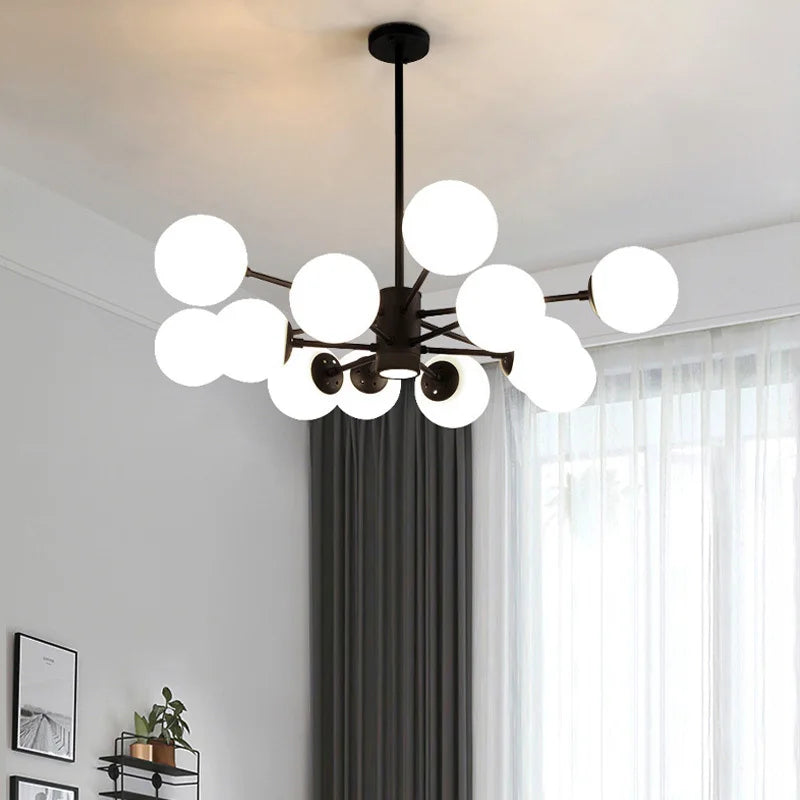 DecorBites™ Glass Ball Chandelier - Art Deco Black Pendant Lighting for Home Dining Room