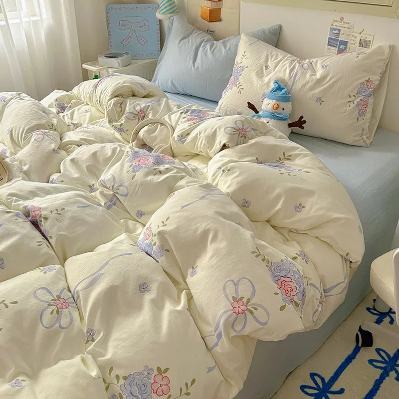DecorBites™ Cartoon Pattern Cotton Fitted Sheet Set – Soft & Cozy Bedding for Adults & Kids