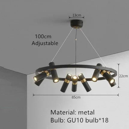 DecorBites™ Black Metal Circle LED Pendant Light for Living room, Dining, Kitchen, Bar Decor