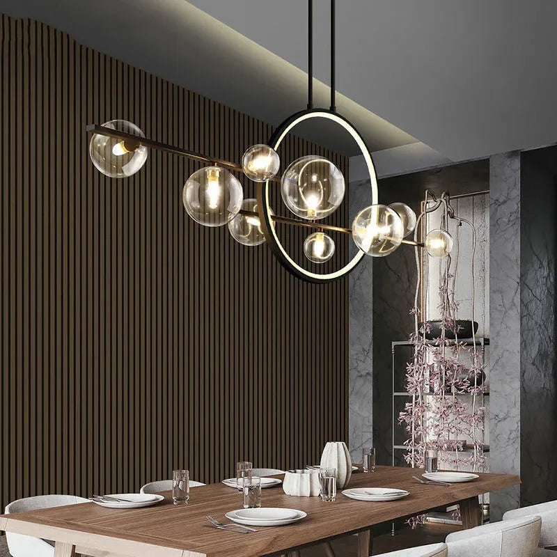 DecorBites™ Glass Bubble Chandelier: Modern Nordic LED Pendant Lighting for Dining Room & Kitchen