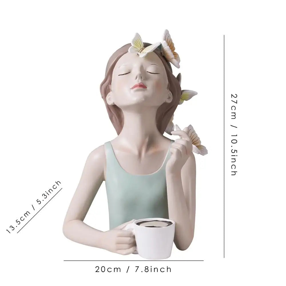 DecorBites™ Butterfly Fairy Resin Figurines with Gold Tray Home Decor Craft