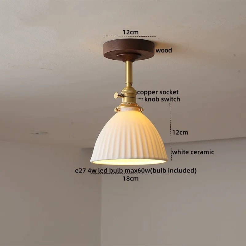 DecorBites™ Glass Wood LED Ceiling Light Nordic Design for Living Room & Corridor