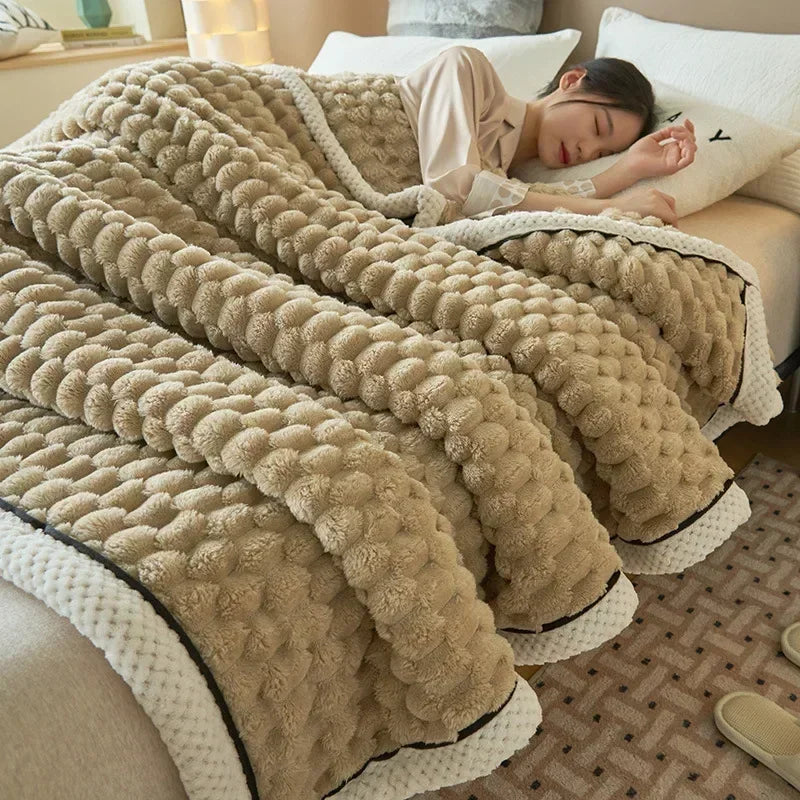 DecorBites™ Cozy Flannel Fleece Blanket for Warm Autumn Winter Sleep