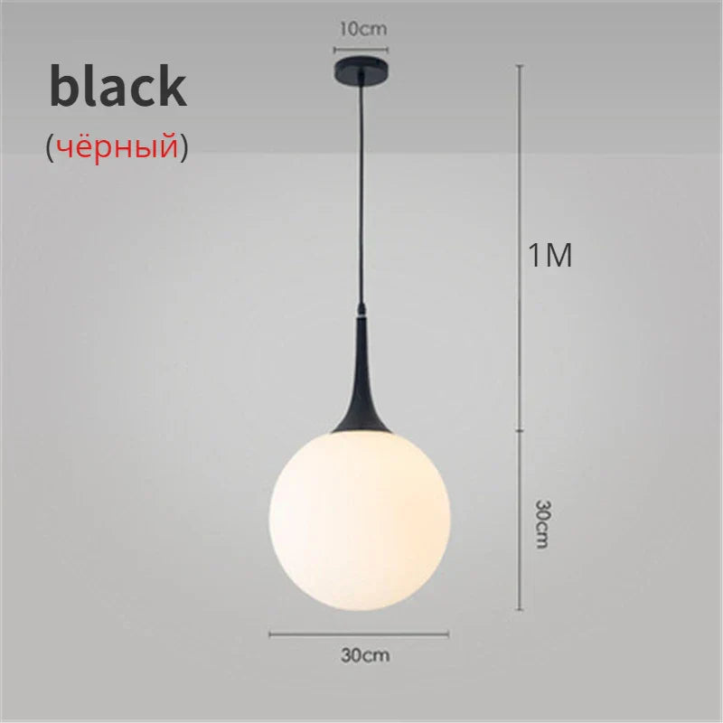 DecorBites™ Glass Ball LED Pendant Lights for Modern Living Room, Black/White Horn Fixtures