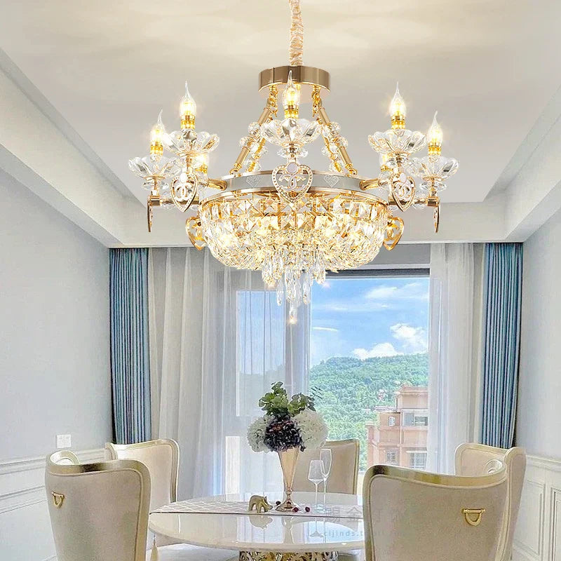 DecorBites™ Crystal Luxury Chandelier for European Style Living Room, Bedroom, and Stairwell