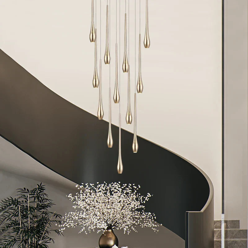 DecorBites™ Gold LED Chandelier for Duplex Villa Living Room and Staircase