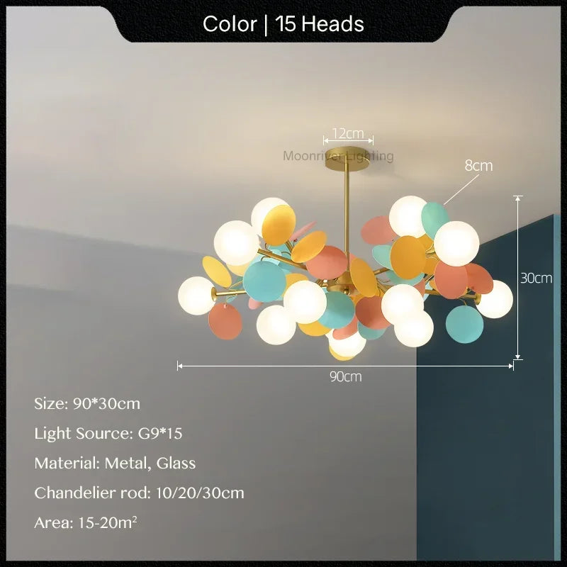 DecorBites™ Glass Hanging Ceiling Lamp for Kids Room, Living Room, Bedroom - Modern Chandelier & Home Decor