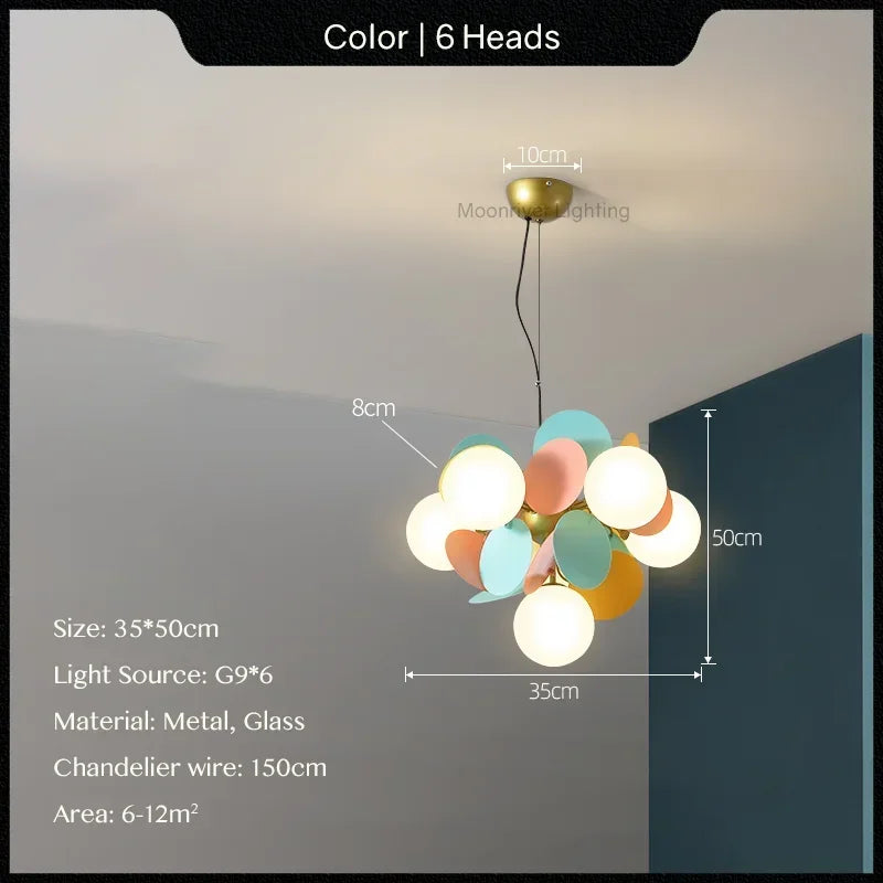 DecorBites™ Glass Hanging Ceiling Lamp for Kids Room, Living Room, Bedroom - Modern Chandelier & Home Decor
