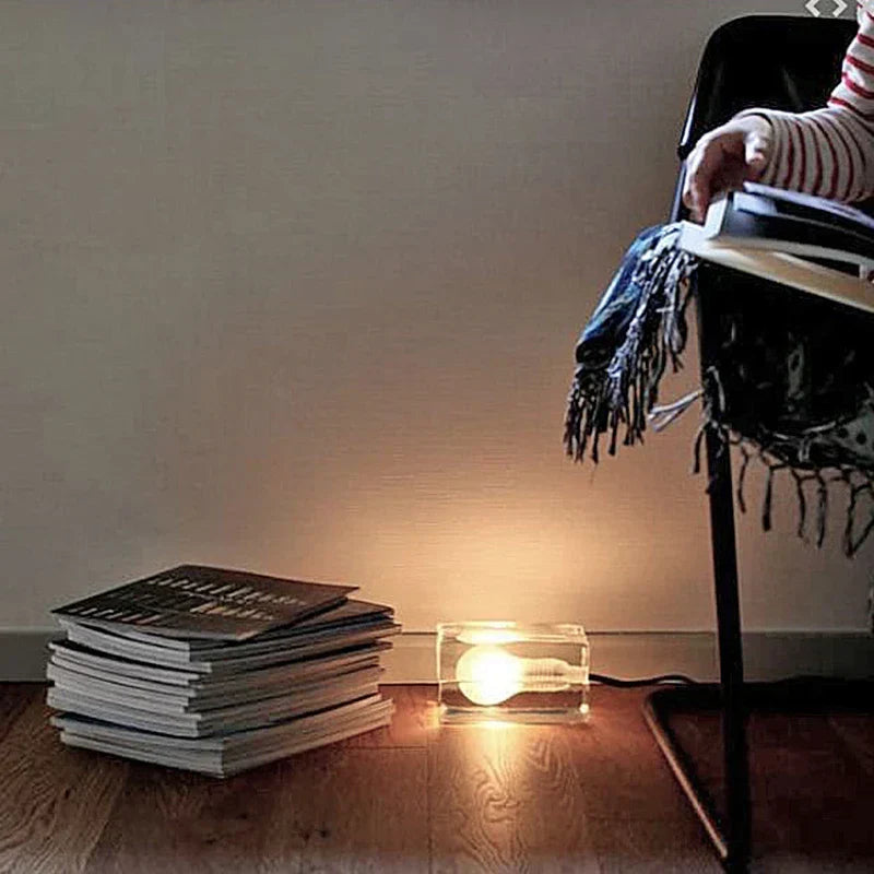 DecorBites™ Clear Ice Cube LED Table Lamp for Modern Bedroom Decor
