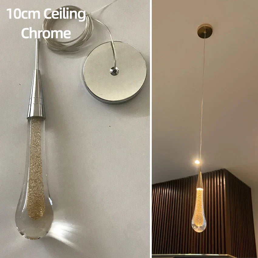 DecorBites™ Crystal Glass LED Pendant Tear Drop Light Chandelier