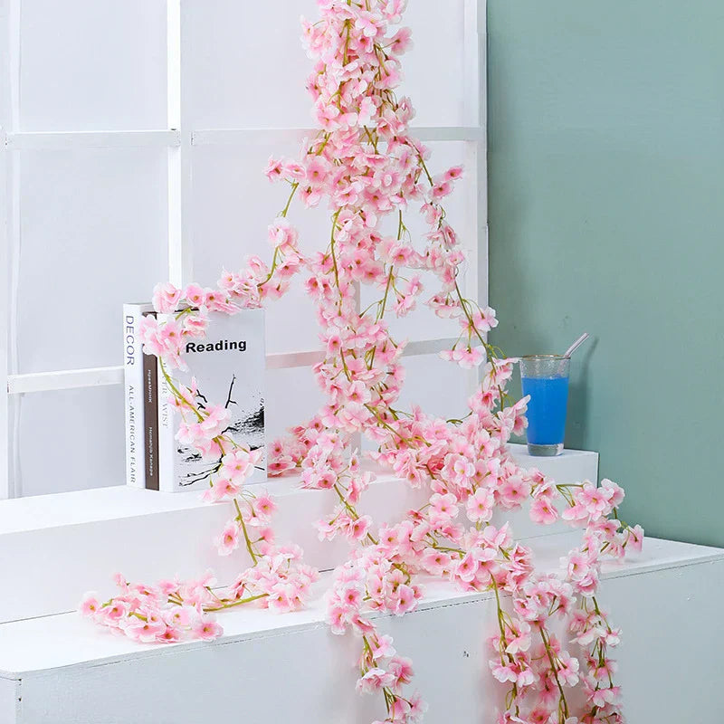 DecorBites™ Artificial Sakura Flowers Vine: Wedding Garden Rose Arch Decoration