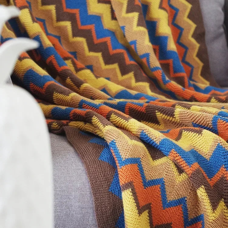 DecorBites™ Knitted Striped Sofa Blanket