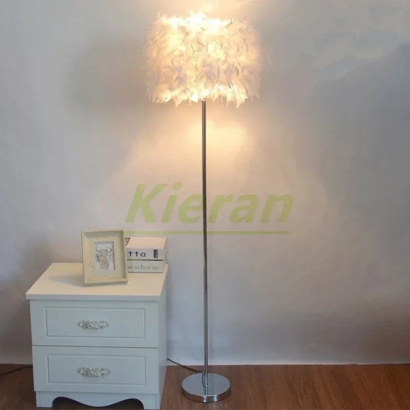 DecorBites™ Crystal LED Feather Floor Lamp for Modern Nordic Living Room Decor