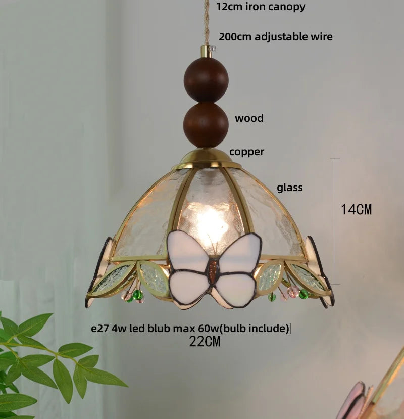 DecorBites™ Butterfly Tiffany Glass Pendant Lamp Modern Nordic LED Hanging Light