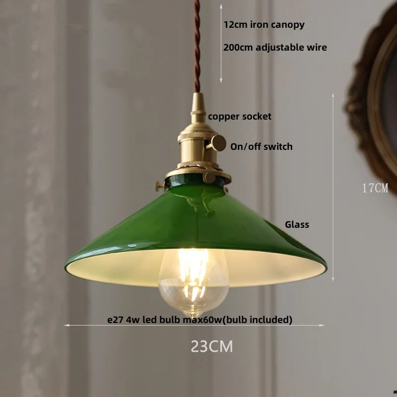 DecorBites™ Green LED Pendant Lights E27 Knob Switch Kitchen Living Room Hanging Lamps