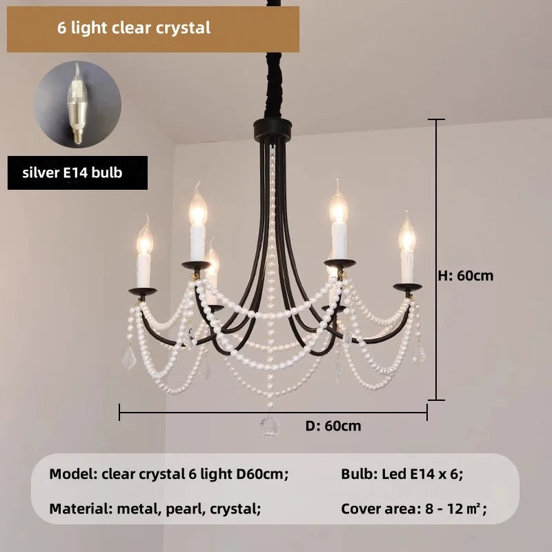 DecorBites™ Black Metal Led Candle Chandelier Pendant Lights for Chic Home Decor
