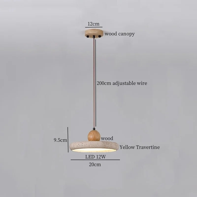 DecorBites™ Japanese LED Hanging Lamp Yellow Travertine Pendant Lighting for Bedroom and Dining Room