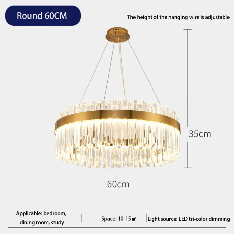 DecorBites™ Crystal LED Chandelier: Elegant Gold Lighting for Dining Room