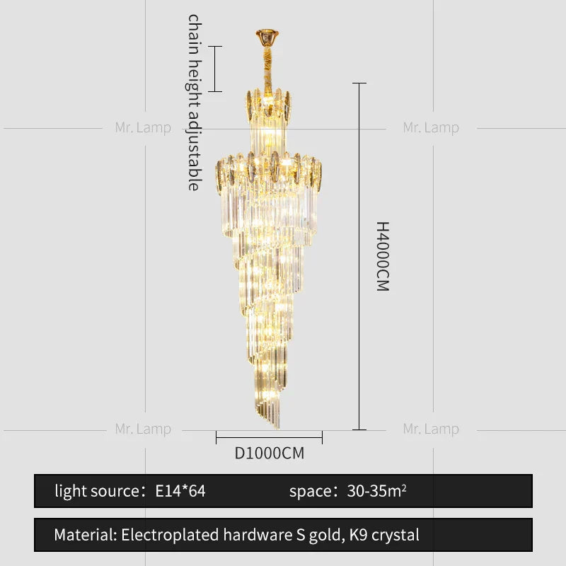 DecorBites™ Crystal Chandelier: Elegant minimalist duplex living room lighting with a touch of luxury.