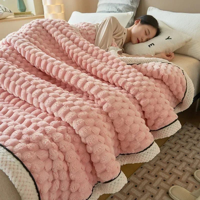 DecorBites™ Cozy Flannel Fleece Blanket for Warm Autumn Winter Sleep