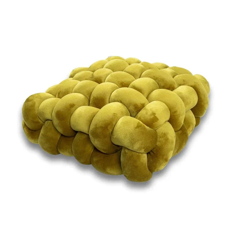 DecorBites™ Knot Square Pillows: Handmade Decor for Living Room, Bedroom, Office in Grey