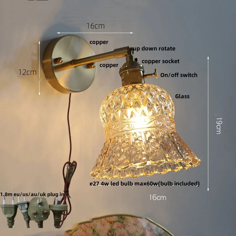 DecorBites™ Amber Flower Glass LED Wall Light Fixture for Kitchen Restaurant Bar