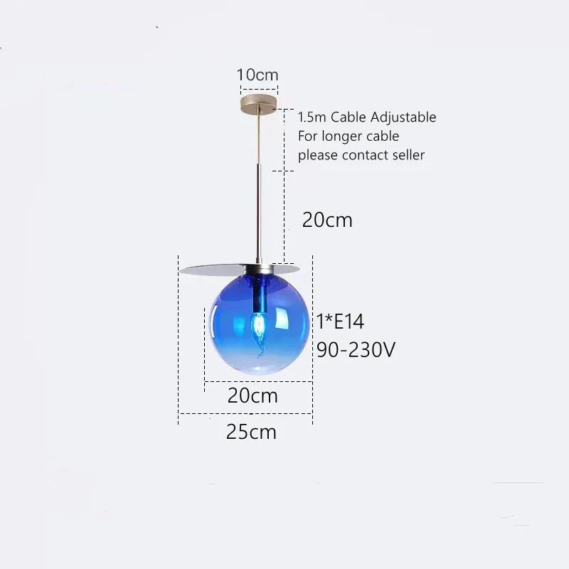 DecorBites™ Colorful Glass Metal Dinning Pendant Lamp
