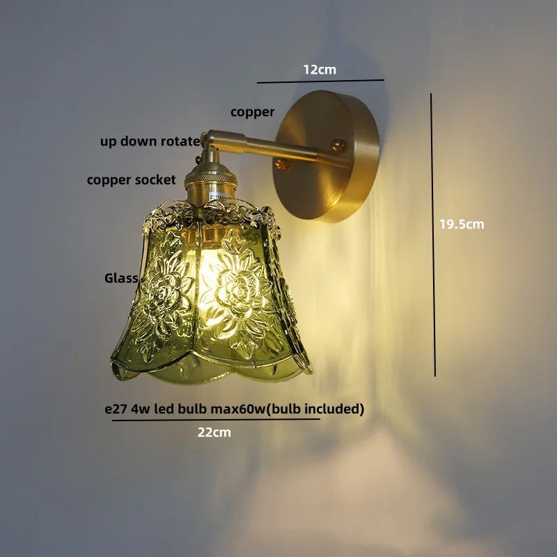 DecorBites™ Amber Flower Glass LED Wall Light Fixture for Kitchen Restaurant Bar