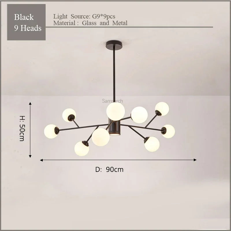 DecorBites™ Gold Black LED Ceiling Chandelier for Living Room Bedroom Lighting Fixtures