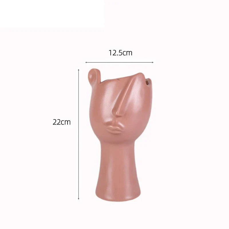 DecorBites™ Abstract Face Ceramic Vase for Table Flowers Decoration