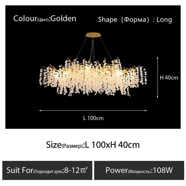 DecorBites™ Crystal LED Chandelier: Elegant Nordic Branch Design for Living Room, Hotel, Dining Area