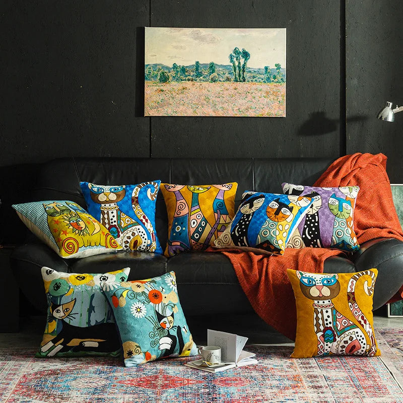 DecorBites™ Christmas Picasso Style Abstract Cushion Cover for Living Room Sofa and Bed