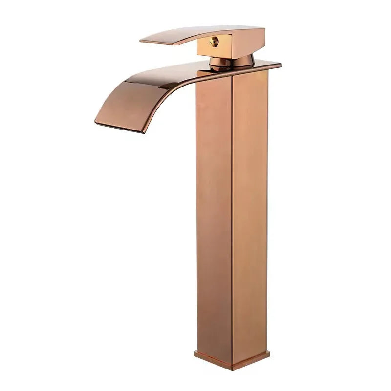DecorBites™ Gold Bathroom Faucet: Brass Rose Gold Basin Waterfall Mixer Tap