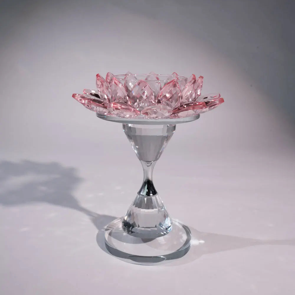 DecorBites™ Crystal Lotus Candle Holder Home Decoration Crystal Flower Candlestick