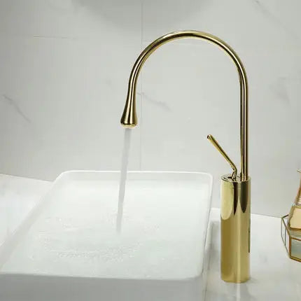 DecorBites™ Brushed Gold/Black/White Basin Faucet with Single Handle Swivel Sink Water Crane