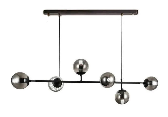 DecorBites™ Brass Chandelier with Black Art Glass Ball - Minimalist Living Room Dining Decor
