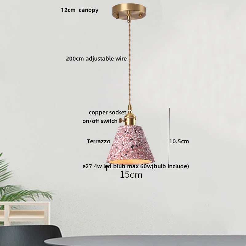 DecorBites™ Black Terrazzo Stone LED Pendant Lamp Modern Nordic Hanging Lights