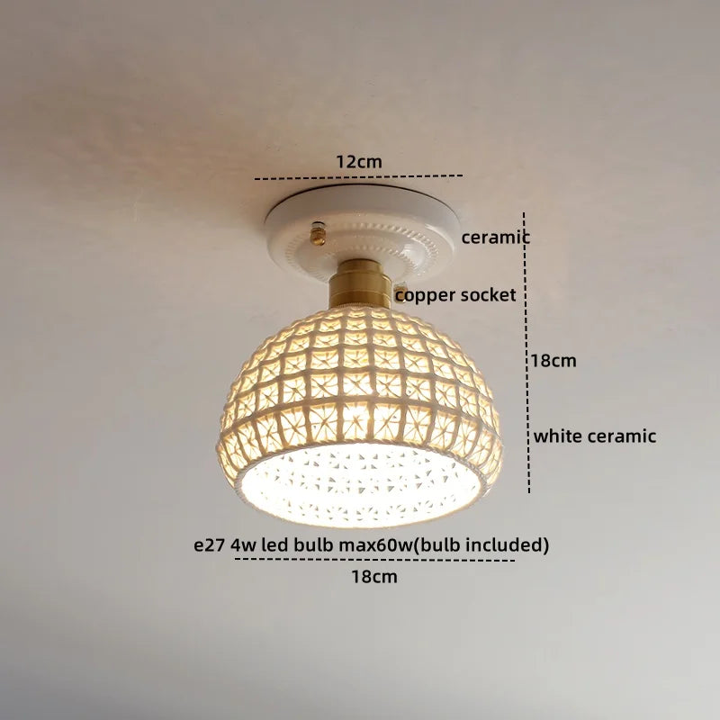 DecorBites™ Ceramic LED Ceiling Lights: Modern Hollow Design for Living Room, Aisle, Balcony