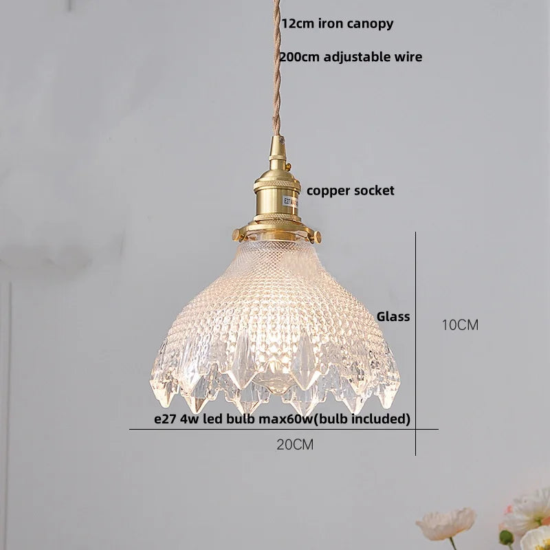 DecorBites™ Green Glass LED Pendant Lights with Walnut Wood Hanging Lamp
