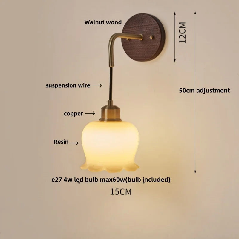 DecorBites™ Adjustable LED Wall Light Fixture with Ceramic Wood Base for Dining Room, Study, Bar