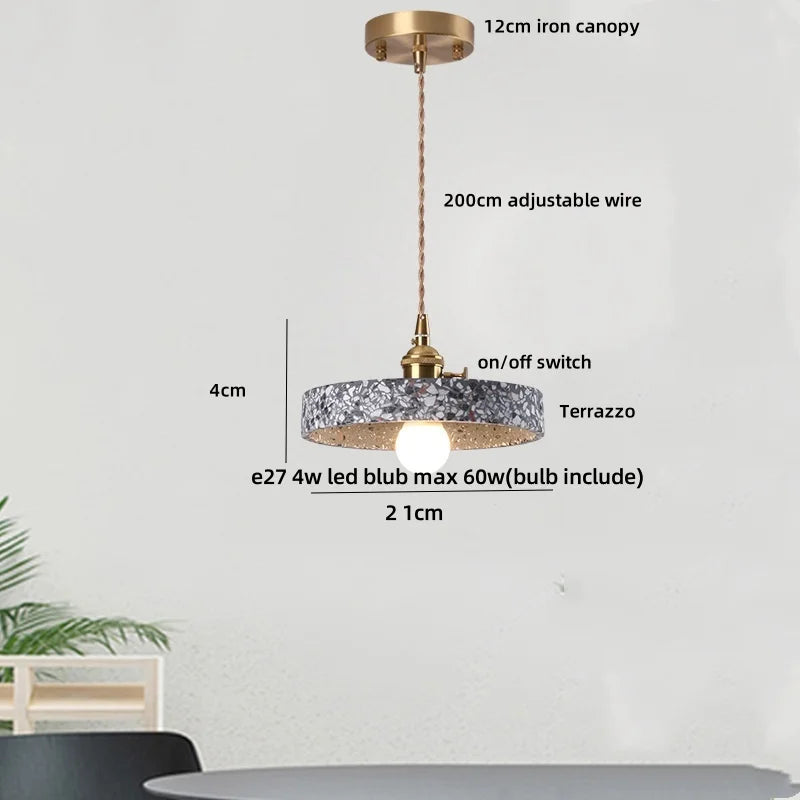 DecorBites™ Black Terrazzo Stone LED Pendant Lamp Modern Nordic Hanging Lights