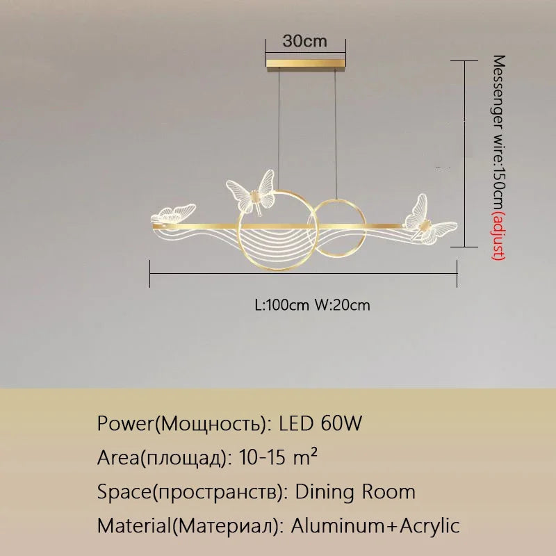 DecorBites™ Butterfly Chandelier: Modern Minimalist Pendant Lamp for Dining Room, Study, Bar