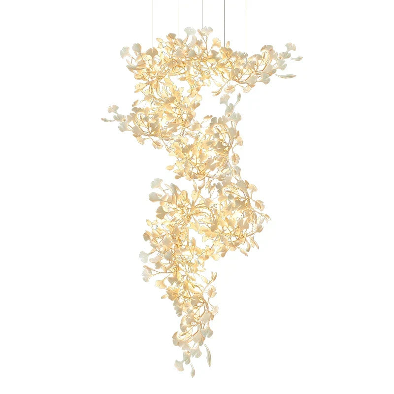 DecorBites™ Ginkgo Biloba Chandelier: Elegant Duplex Living Room Hotel Lobby Pendant Light