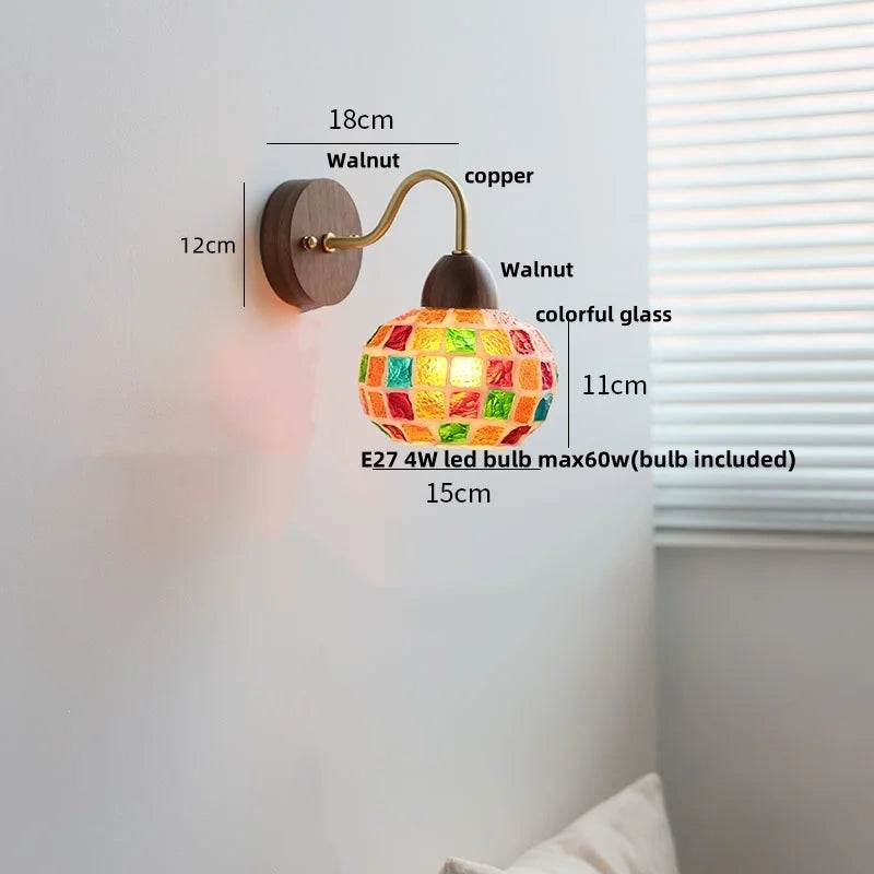 DecorBites™ LED Tiffany Style Wall Lights Pull Chain Sconce Colorful Glass Stair Fixture