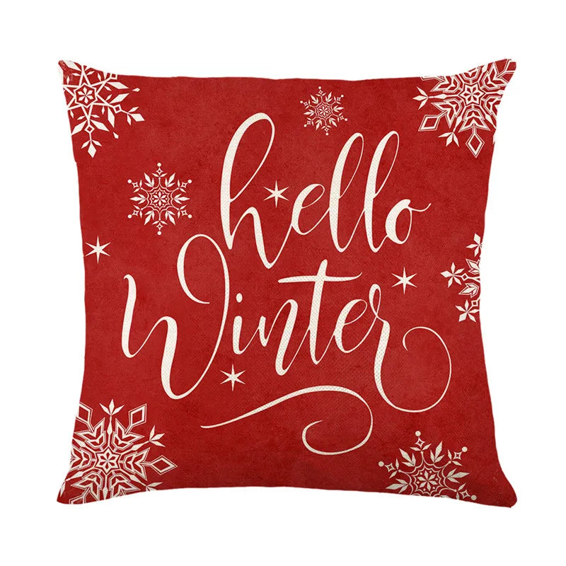 DecorBites™ Christmas Santa Claus Linen Pillowcase - Sofa Cushion Cover, Decorative Living Room Pillow Cover