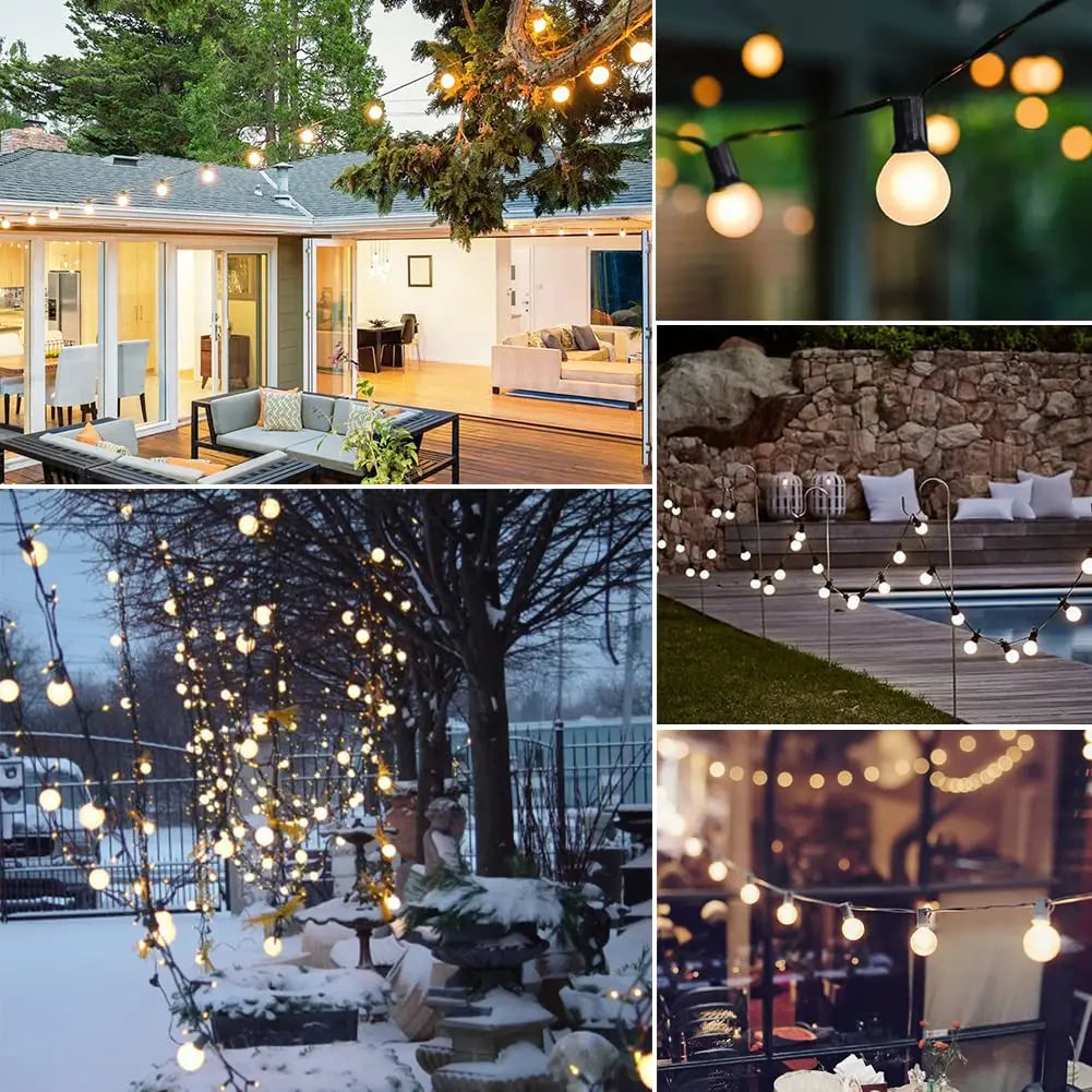 DecorBites™ LED Globe String Lights with E12 Base for Outdoor Patio Garland