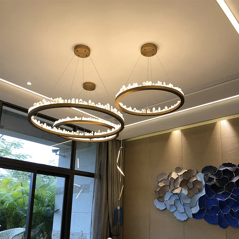 DecorBites™ Crystal LED Pendant Lights: Modern Gold Black Industrial Lamp for Stylish Illumination