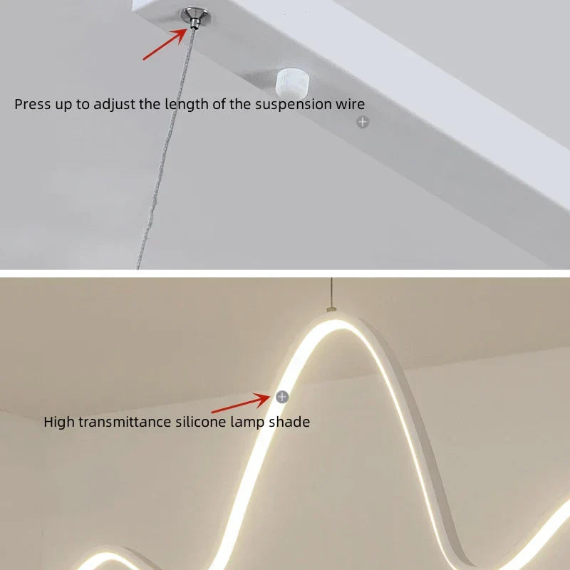 DecorBites™ LED Aluminum Chandelier Modern Wave Line Kitchen Island Pendant Light