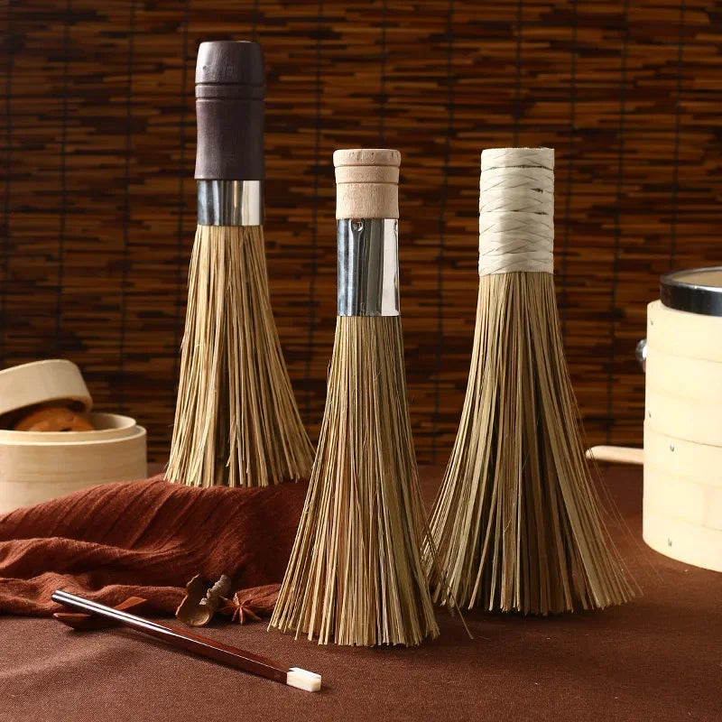 DecorBites™ Bamboo Kitchen Pot Brush with Long Handle for Green Cleaning