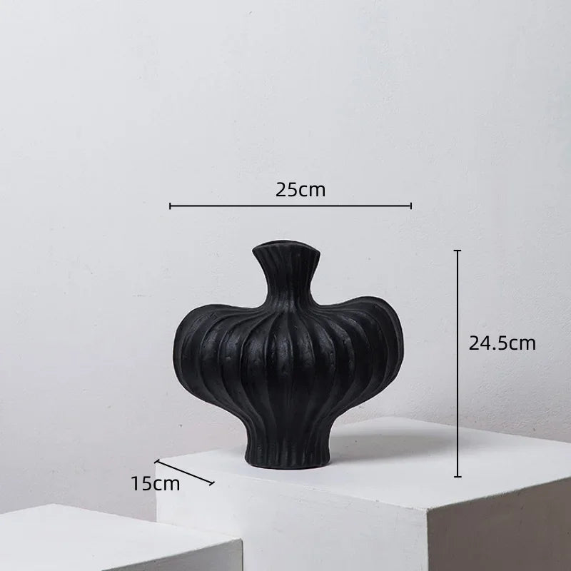 DecorBites™ Fringe Heterophore Vase - Handcrafted Porcelain Floral Arrangement Ornament
